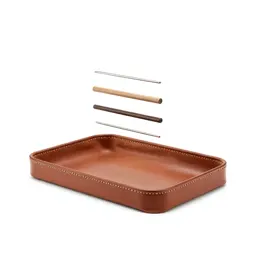 Leather valet tray