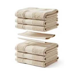 Set of stacked bath towels