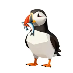 Puffin with a beakful of fish