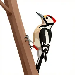 Woodpecker on bark