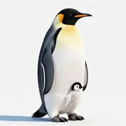 Emperor penguin with a chick