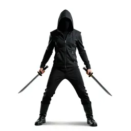 Hooded rogue with twin daggers