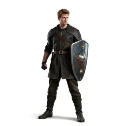Knight errant with a battered shield