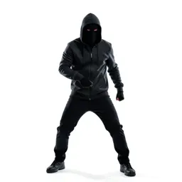 Masked assassin in dark cloth