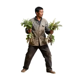 Village healer with herb bundles