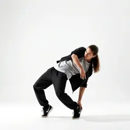 Breakdancer freezing a pose
