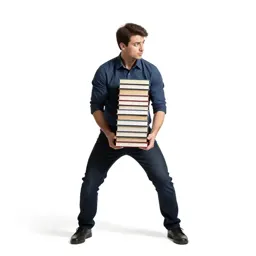 Librarian with a stack of books