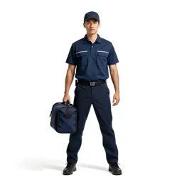 Postal courier with a satchel