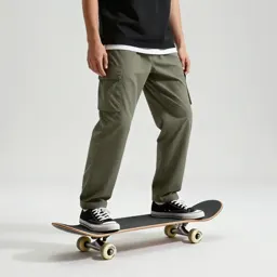 Skateboarder with a board underarm