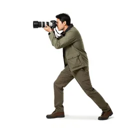 Wildlife photographer with a long lens