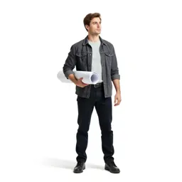 Architect carrying rolled plans