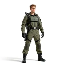 Mech pilot in a flight harness