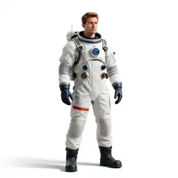Orbital station engineer in a pressure suit