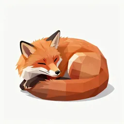 Red fox curled asleep