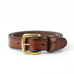 Leather belt with a brass buckle
