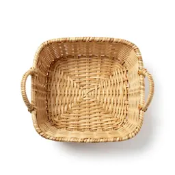 Woven storage basket with handles