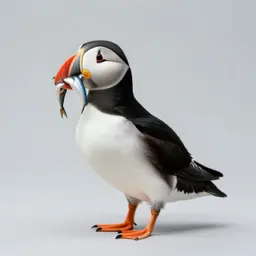 Puffin with a beakful of fish