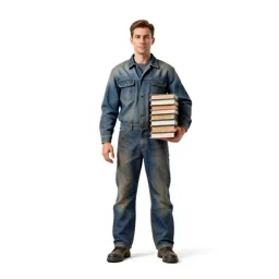 Librarian with a stack of books