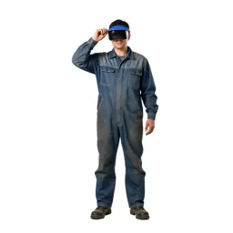 Welder lifting a visor