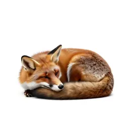 Red fox curled asleep