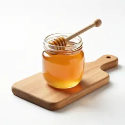 Jar of honey with a dipper