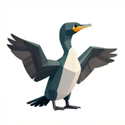 Cormorant drying its wings