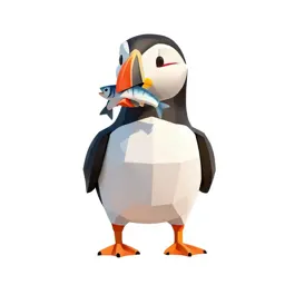 Puffin with a beakful of fish