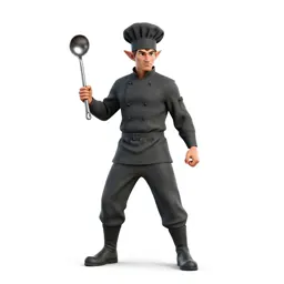 Halfling cook with a ladle