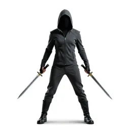 Hooded rogue with twin daggers