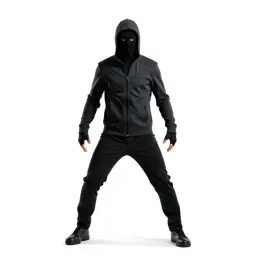 Masked assassin in dark cloth