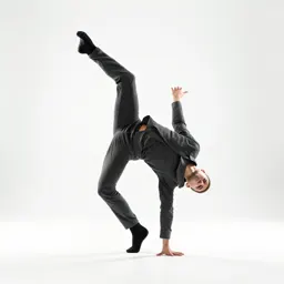Breakdancer freezing a pose