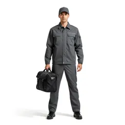 Postal courier with a satchel