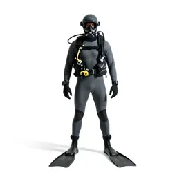 Rescue diver with fins