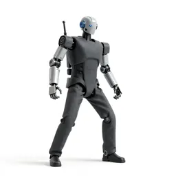 Robotics student with a prototype