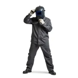 Welder lifting a visor