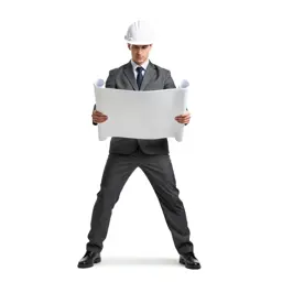Architect carrying rolled plans