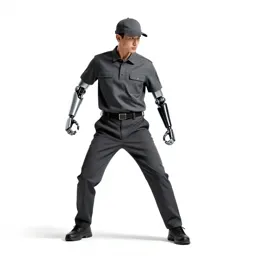 Courier with a cybernetic arm