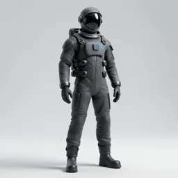 Orbital station engineer in a pressure suit