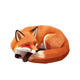 Red fox curled asleep