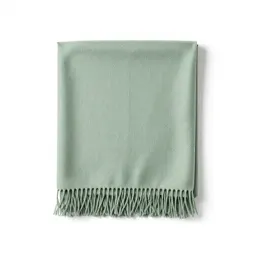 Folded wool throw with fringe