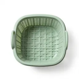 Woven storage basket with handles