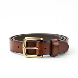 Leather belt with a brass buckle
