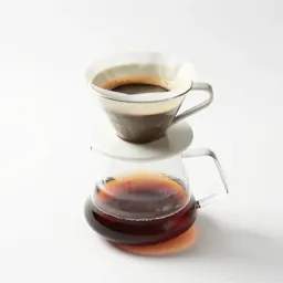 Pour-over coffee mid-bloom