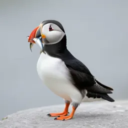 Puffin with a beakful of fish