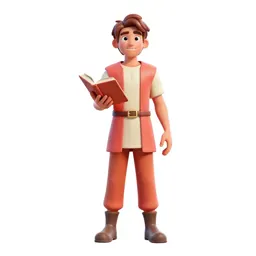 Young apprentice with a spellbook