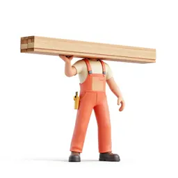 Carpenter shouldering timber
