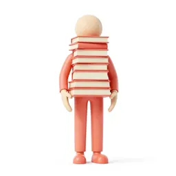 Librarian with a stack of books