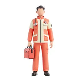Paramedic with a response bag