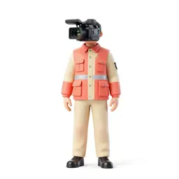 War correspondent with a hovering camera