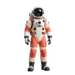 Orbital station engineer in a pressure suit